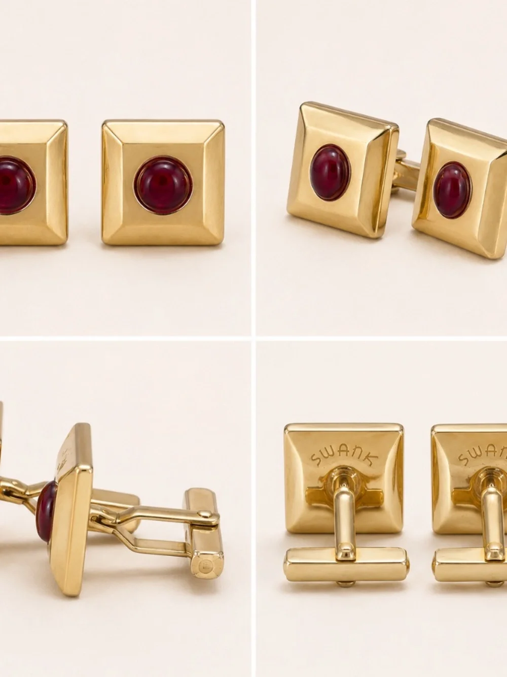 1954 Swank Gold & Red stone Cuff-Links